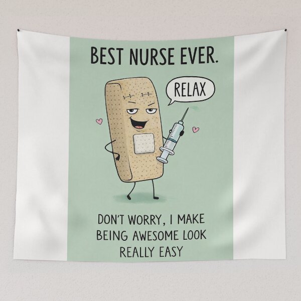 Item preview, Best Nurse Ever with Bandage Character Syringe and Nursing Humor designed and sold by Places On Earth.