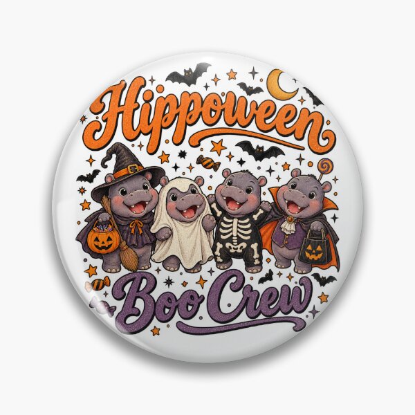 Item preview, Hippoween Boo Crew Ghost Skeleton Funny Hippo Halloween designed and sold by will freed18.
