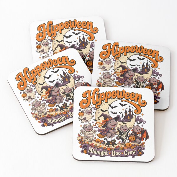 Item preview, Hippoween Boo Crew Ghost Skeleton Funny Hippo Halloween designed and sold by will freed18.