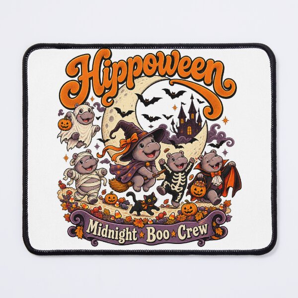 Item preview, Hippoween Boo Crew Ghost Skeleton Funny Hippo Halloween designed and sold by will freed18.