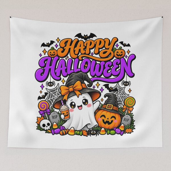 Item preview, Happy Halloween Cute Ghost Pumpkin Spooky Men Women Kids designed and sold by will freed18.