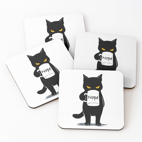 Item preview, Nope - Grumpy Black Cat with Coffee Mug  designed and sold by PurrfectHome.