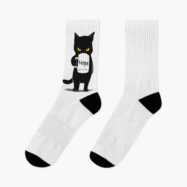 Item preview, Nope - Grumpy Black Cat with Coffee Mug  designed and sold by PurrfectHome.