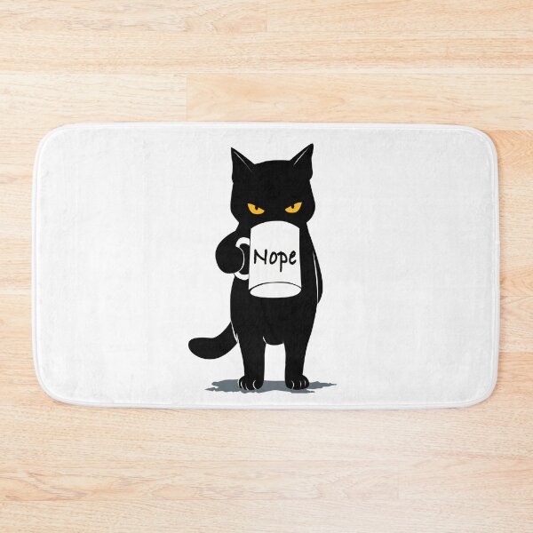 Item preview, Nope - Grumpy Black Cat with Coffee Mug  designed and sold by PurrfectHome.