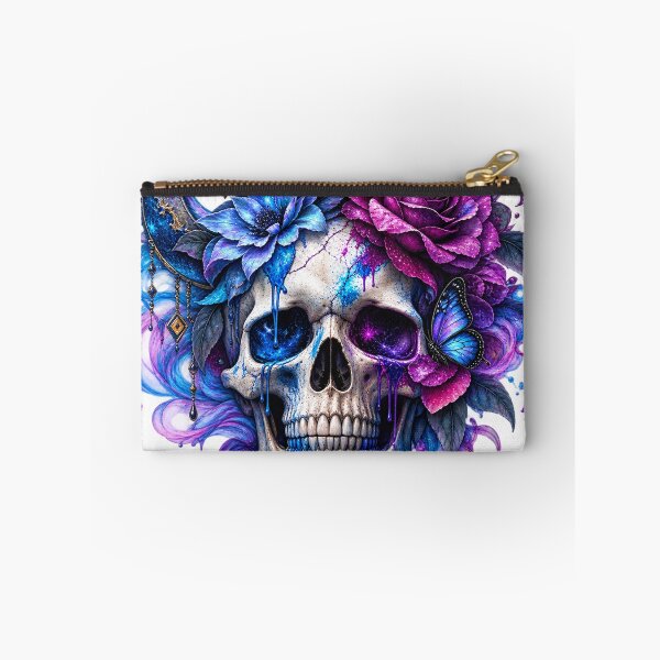 Item preview, Gothic Skull Floral Crescent Moon Blue Purple Dark Fantasy designed and sold by ucpstudio.