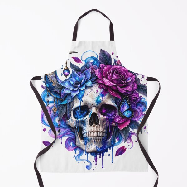 Item preview, Gothic Skull Floral Crescent Moon Blue Purple Dark Fantasy designed and sold by ucpstudio.