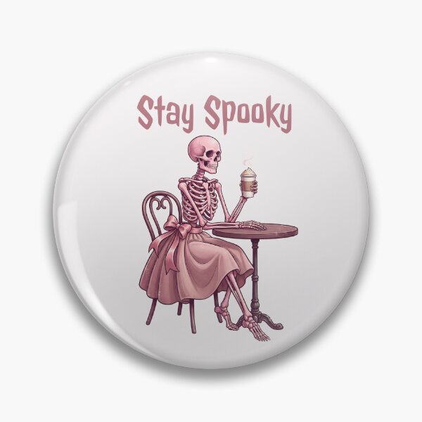 Item preview, Stay Spooky Pink Skeleton Drinking Coffee Pinkoween designed and sold by MythicCotton.