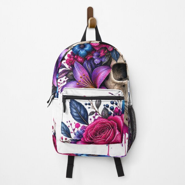 Item preview, Gothic Floral Skull Blue Pink Purple Flowers Dark Fantasy designed and sold by ucpstudio.