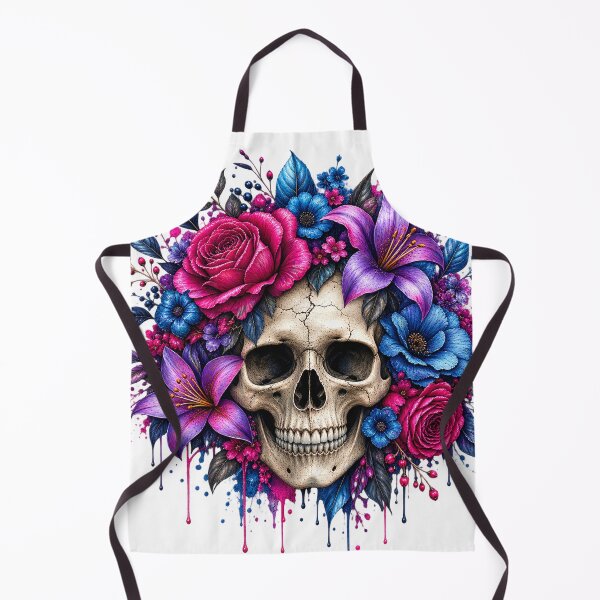 Item preview, Gothic Floral Skull Blue Pink Purple Flowers Dark Fantasy designed and sold by ucpstudio.