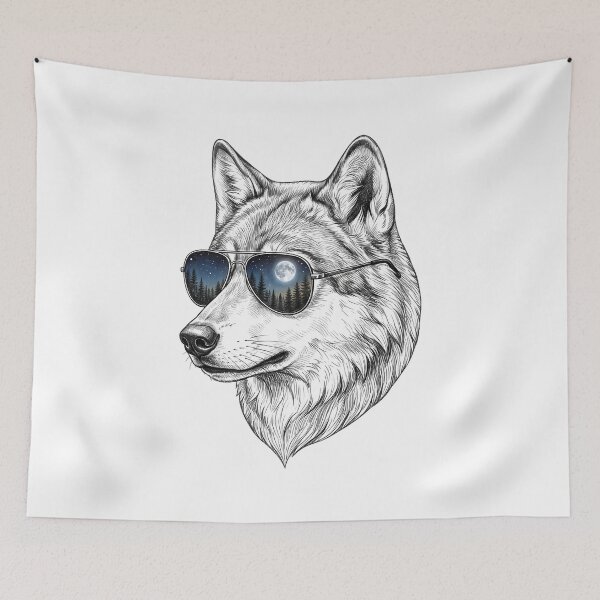 Item preview, Wolf Moonlit Forest Shades Reflection designed and sold by Bad-Decisions-Designs.