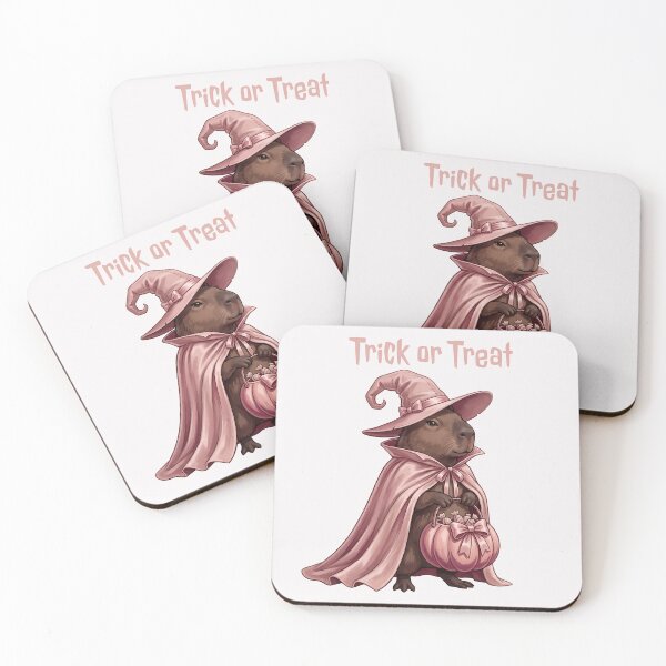 Item preview, Pinkoween Trick or Treat Capybara Witch Pink Pumpkin designed and sold by MythicCotton.