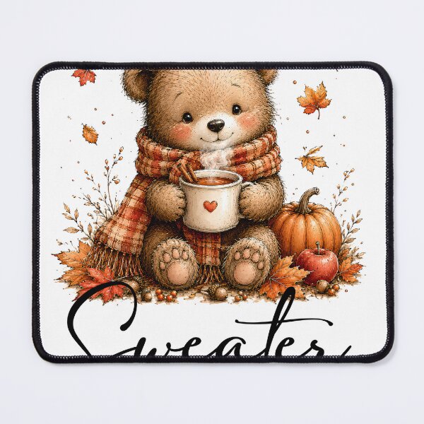 Item preview, Teddy Bear Sweater Weather cozy cuddly cup of coffee pumpkin spice designed and sold by Lori Richardson.