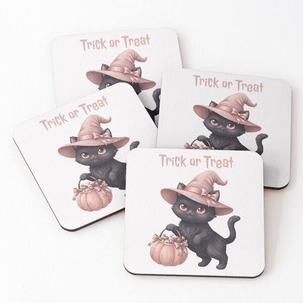 Item preview, Pinkoween Trick or Treat Black Cat Pink Pumpkin designed and sold by MythicCotton.