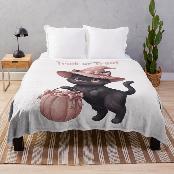 Item preview, Pinkoween Trick or Treat Black Cat Pink Pumpkin designed and sold by MythicCotton.