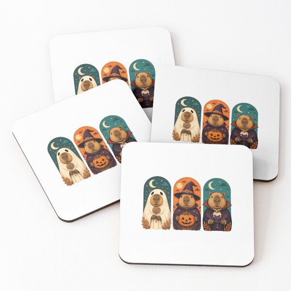 Item preview, Halloween Capybara Parade – Retro Costume Group Illustration designed and sold by AMICO77.