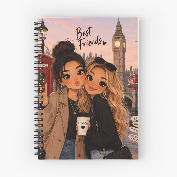 Item preview, Best Friends London Trip Cartoon Sticker Cute Girls Travel Big Ben London Aesthetic designed and sold by AstraDrip Studio.