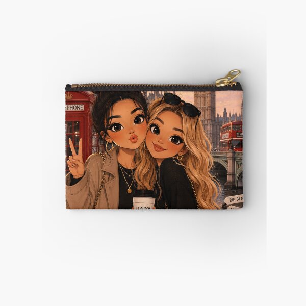 Item preview, Best Friends London Trip Cartoon Sticker Cute Girls Travel Big Ben London Aesthetic designed and sold by AstraDrip Studio.