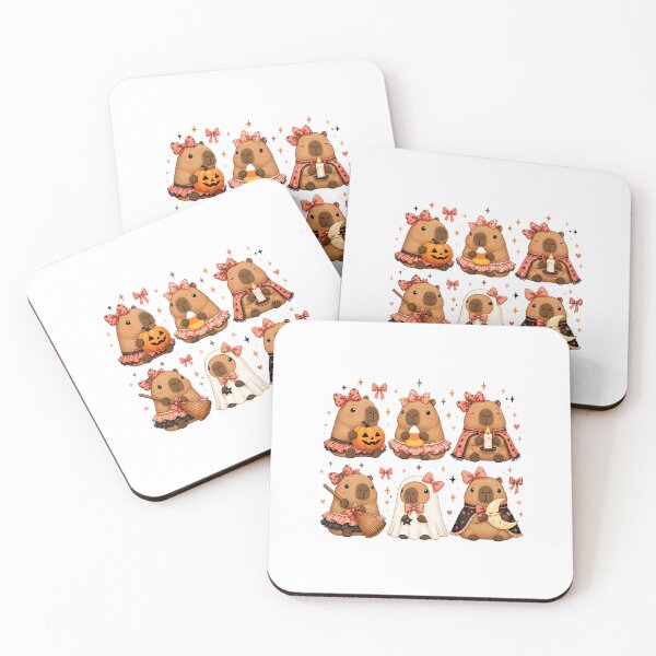 Item preview, Halloween Capybara Parade – Retro Costume Group Illustration designed and sold by AMICO77.