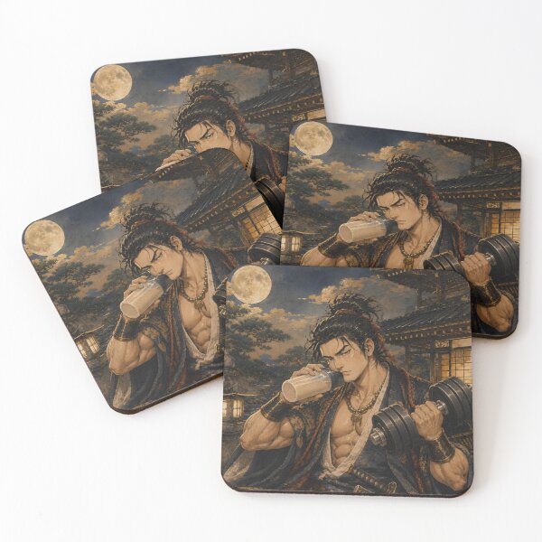 Item preview, Samurai Workout – Young Japanese Warrior Drinking Protein Shake designed and sold by MirokuStudio.