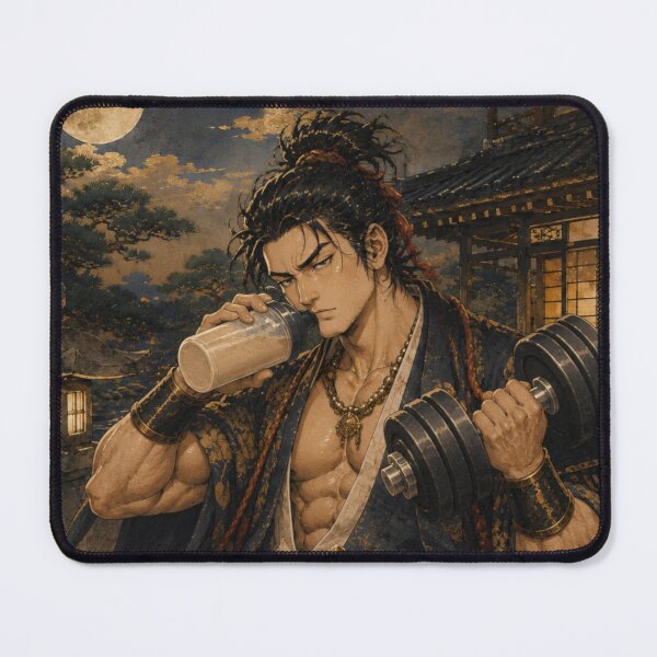 Item preview, Samurai Workout – Young Japanese Warrior Drinking Protein Shake designed and sold by MirokuStudio.