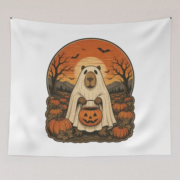 Item preview, Halloween Capybara Parade – Retro Costume Group Illustration designed and sold by AMICO77.
