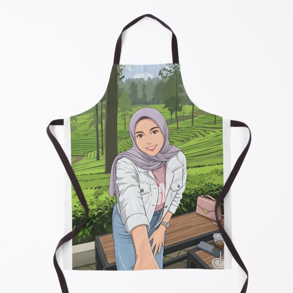 Aperçu de l'œuvre Portrait de hijab, tenue du jour élégante et mignonne, illustration vectorielle sur fond de forêt créée et vendue par sabartgunpla.