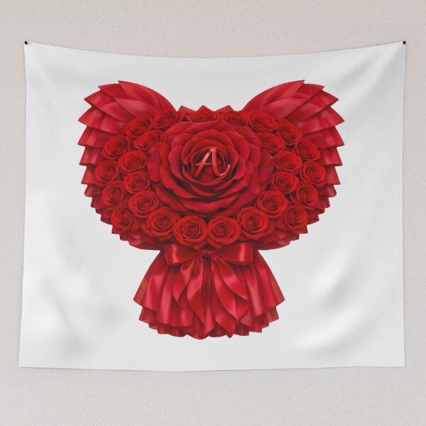 Item preview, Red Rose Heart Bouquet with Letter A designed and sold by AmirArtisanVibe.