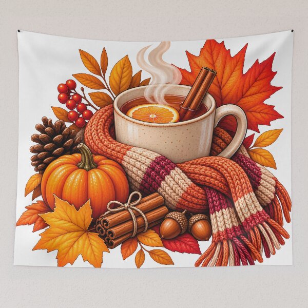 Item preview, Cozy Autumn Pumpkin & Cinnamon Fall Harvest designed and sold by Sed94.