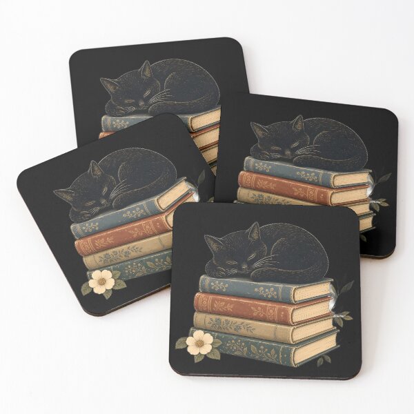 Item preview, Black Cat Sleeping On Vintage Books designed and sold by Glitchart66.