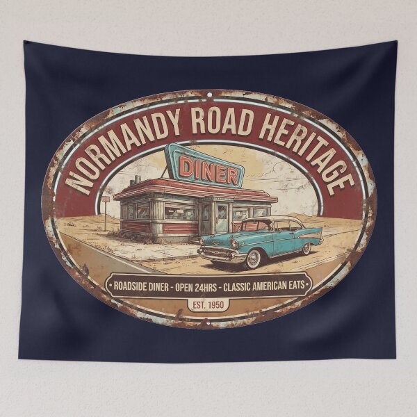 Item preview, Normandy Road Heritage Diner Retro designed and sold by Normandy Road Heritage™ - Vintage Garage Art.