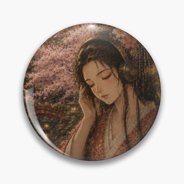 Item preview, Sengoku Princess with Headphones – Japanese Warrior Princess Listening to Music designed and sold by MirokuStudio.