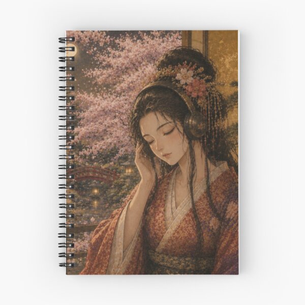 Item preview, Sengoku Princess with Headphones – Japanese Warrior Princess Listening to Music designed and sold by MirokuStudio.