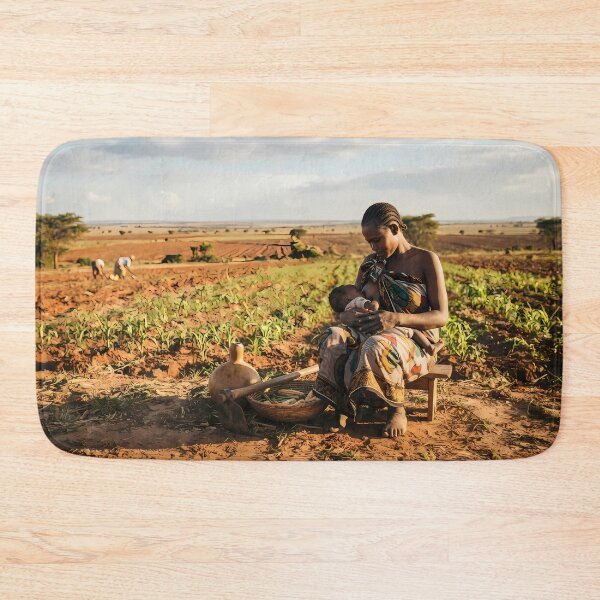 Item preview, Rhythm of the Earth: Motherly Love in the African Savanna Farmland Art Print, Documentary Cultural Photography   designed and sold by SOOstudio73.