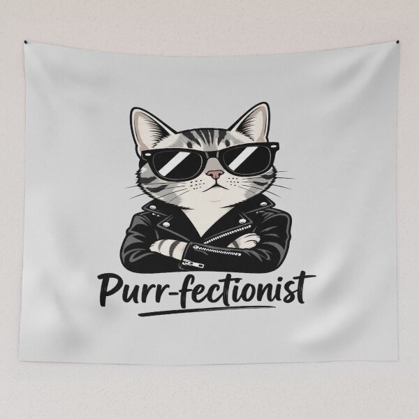 Item preview, Cool Biker Cat Purr-fectionist Funny Cute Kitten designed and sold by FABIOLA1970.