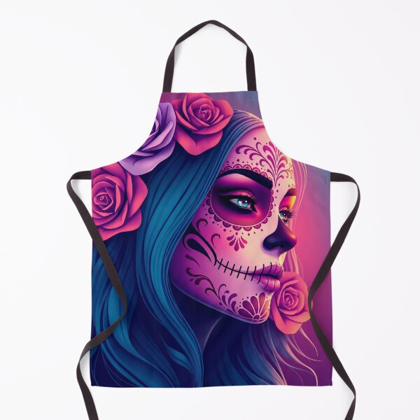 Item preview, Neon Dia de los Muertos Woman with Roses designed and sold by SweetLilith.