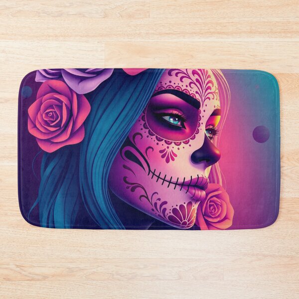 Item preview, Neon Dia de los Muertos Woman with Roses designed and sold by SweetLilith.