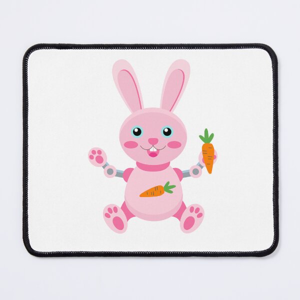 Item preview, Cute Robot Bunny Pink Mechanical Rabbit with Carrot designed and sold by ElenMart.