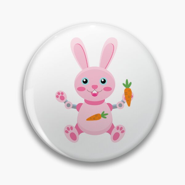 Item preview, Cute Robot Bunny Pink Mechanical Rabbit with Carrot designed and sold by ElenMart.