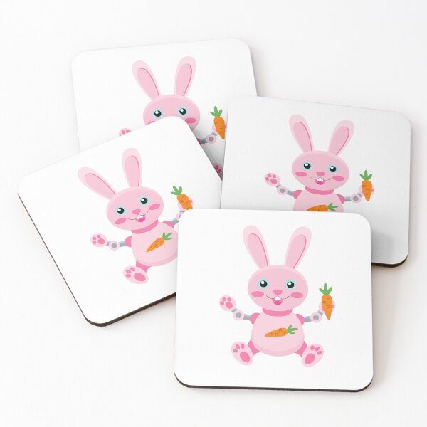 Item preview, Cute Robot Bunny Pink Mechanical Rabbit with Carrot designed and sold by ElenMart.