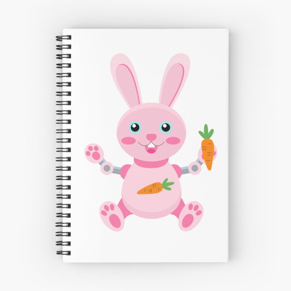 Item preview, Cute Robot Bunny Pink Mechanical Rabbit with Carrot designed and sold by ElenMart.
