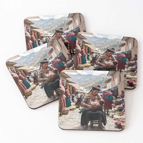 Item preview, Warmth of the Andes: Motherly Love at a Traditional Mountain Market Art Print, Documentary Cultural Photography designed and sold by SOOstudio73.