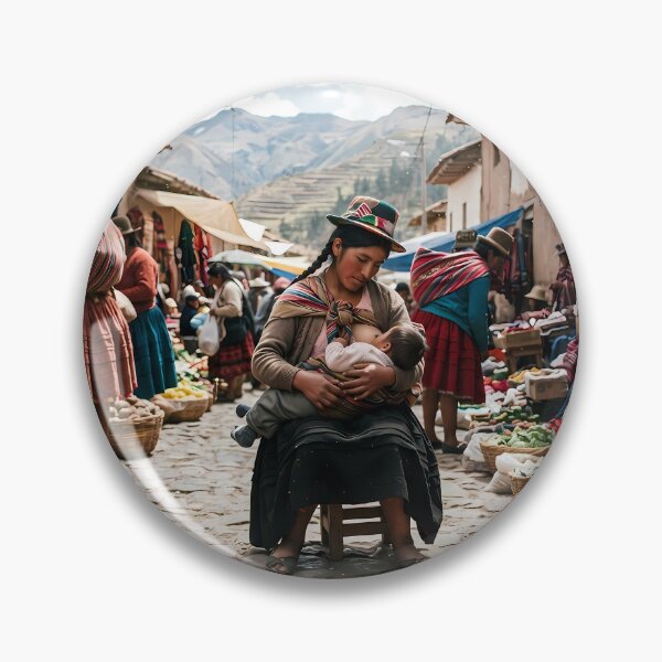 Item preview, Warmth of the Andes: Motherly Love at a Traditional Mountain Market Art Print, Documentary Cultural Photography designed and sold by SOOstudio73.