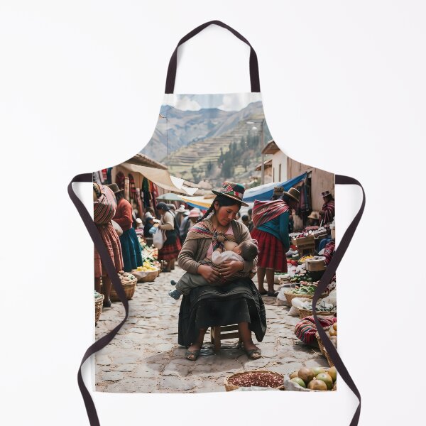 Item preview, Warmth of the Andes: Motherly Love at a Traditional Mountain Market Art Print, Documentary Cultural Photography designed and sold by SOOstudio73.