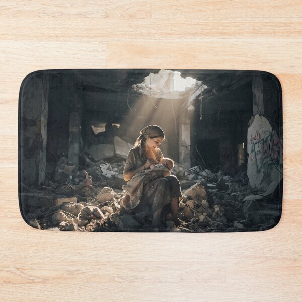 Item preview, Light in the Ruins: Mother's Love and Peace Art Print, Humanist Documentary Photography designed and sold by SOOstudio73.