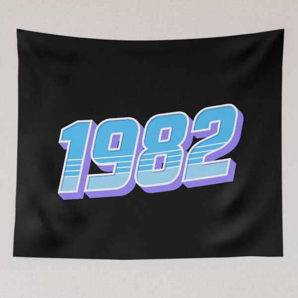 Item preview, "1982" retro synthwave style blue and purple designed and sold by Wawan35200.