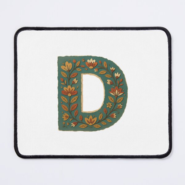 Item preview, Decorative teal Floral Letter D Folk Art Monogram designed and sold by ITCHAWAWAA.