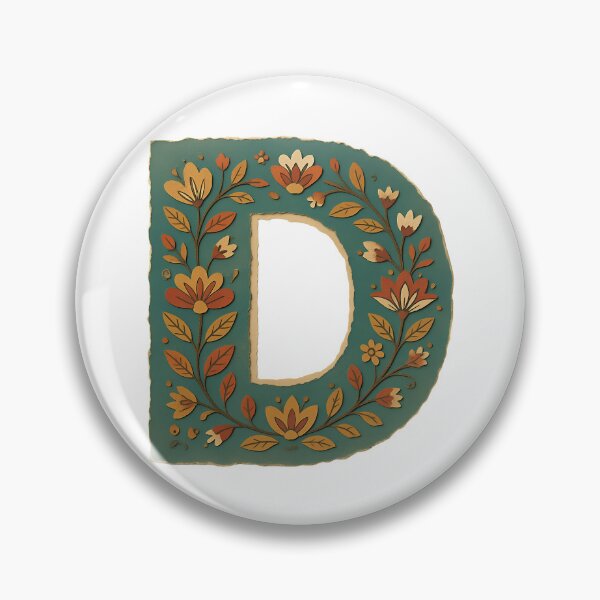 Item preview, Decorative teal Floral Letter D Folk Art Monogram designed and sold by ITCHAWAWAA.