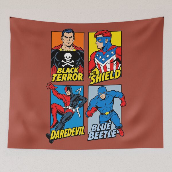 Item preview, Vintage Golden Age Superheroes Retro Pop Art Grid Graphic designed and sold by VoglR.