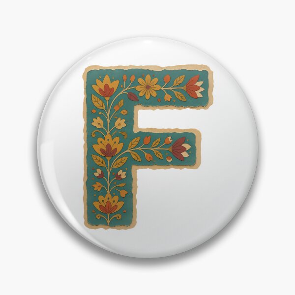Item preview, Teal Mustard Terracotta Floral Monogram Letter F designed and sold by ITCHAWAWAA.