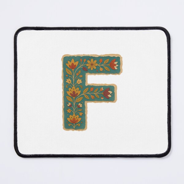 Item preview, Teal Mustard Terracotta Floral Monogram Letter F designed and sold by ITCHAWAWAA.